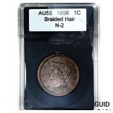 1856 Braided Hair Large Cent  AU55