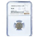 1842 Chile Silver 1/2 Real NGC VG8