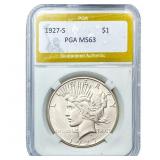 1927-S Silver Peace Dollar PGA MS63