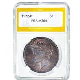 1922-D Silver Peace Dollar PGA MS64