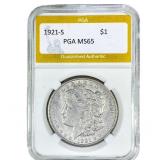 1921-S Morgan Silver Dollar PGA MS65