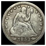 1853 Arrows Seated Liberty Quarter LIGHTLY  CIRCU