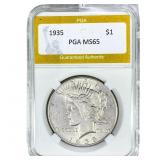 1935 Silver Peace Dollar PGA MS65