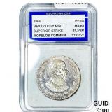 1964 Mexico Silver Peso Superior Strike IGS MS68