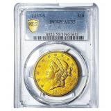 1857-S $20 Gold Double Eagle PCGS AU55
