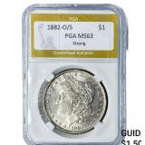 1882-O/S Morgan Silver Dollar PGA MS63 Strong