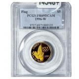 1996W 1/4oz Gold Commemorative $5-Flag PCGS PR69 D