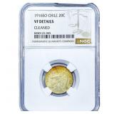 1916 Chile Silver 20 Centavos NGC VF Details