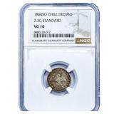 1860 Chile Silver Decimo NGC VG10