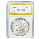 1881-S Morgan Silver Dollar PGA MS64