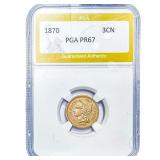 1870 Nickel Three Cent PGA PR67