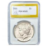 1921 Silver Peace Dollar PGA MS65