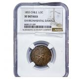 1853 Chile Copper 1/2 Centavos NGC XF Details