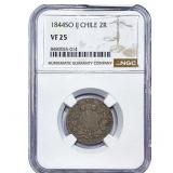 1844 Chile Silver 2 Reales NGC VF25