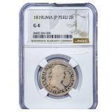 1819 Lima Colonial Spain Silver 2 Reales NGC G4