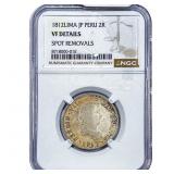 1812 Lima Colonial Spain Silver 2 Reales NGC VF De