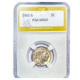 1931-S Buffalo Nickel PGA MS66