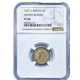 1927 Great Britain Silver 6 Pence NGC VF20