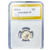 1929-D Mercury Silver Dime PGA MS65FB