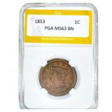 1853 Braided Hair Large Cent PGA MS63BN