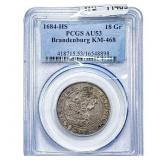 1644-HS Brandenburg Silver 18 Groschen PCGS AU53