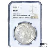 1921-D Morgan Silver Dollar NGC MS64