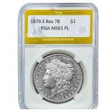 1879-S Rev 78 Morgan Silver Dollar PGA MS61PL