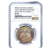 1939 Royal Visit to Canada Silver Medal Toned! NGC