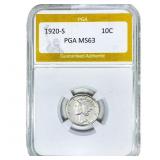 1920-S Mercury Silver Dime PGA MS63