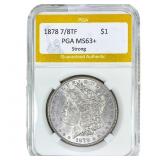 1878 7/8TF Morgan Silver Dollar PGA MS63+ Strong