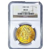 1900 $20 Gold Double Eagle NGC MS63