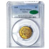 1908 CAC $5 Gold Half Eagle PCGS MS64