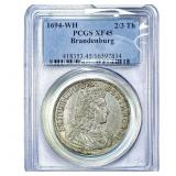 1694 Brandenburg Silver 2/3 Thaler PCGS XF45