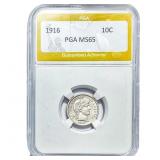 1916 Barber Dime PGA MS65