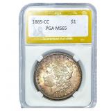 1885-CC Morgan Silver Dollar PGA MS65