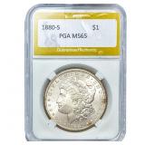 1880-S Morgan Silver Dollar PGA MS65