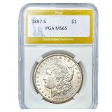 1897-S Morgan Silver Dollar PGA MS65