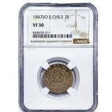 1847 Chile Silver 2 Reales NGC VF30