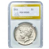 1921 Silver Peace Dollar PGA MS65