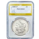 1880-O Morgan Silver Dollar PGA MS64