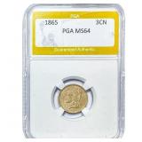 1865 Nickel Three Cent PGA MS64