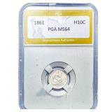 1861 Seated Liberty Half Dime PGA MS64