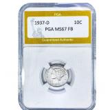 1937-D Mercury Silver Dime PGA MS67FB