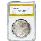 1881-O Morgan Silver Dollar PGA MS64