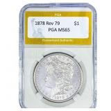 1878 Rev 79 Morgan Silver Dollar PGA MS65
