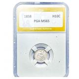 1858 Seated Liberty Half Dime PGA MS65