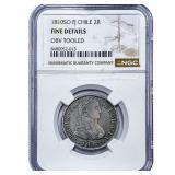 1810 Colonial Spain Silver 2 Reales NGC F Details