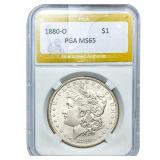 1880-O Morgan Silver Dollar PGA MS65