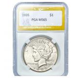 1935 Silver Peace Dollar PGA MS65