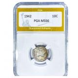 1942 Mercury Silver Dime PGA MS66